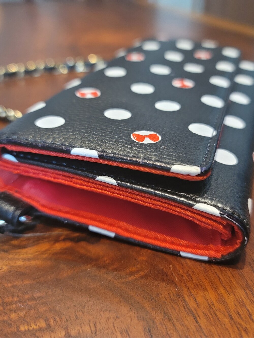 Disney Minnie Mouse Black Polka Dot Crossbody Wallet - Picture 13 of 14